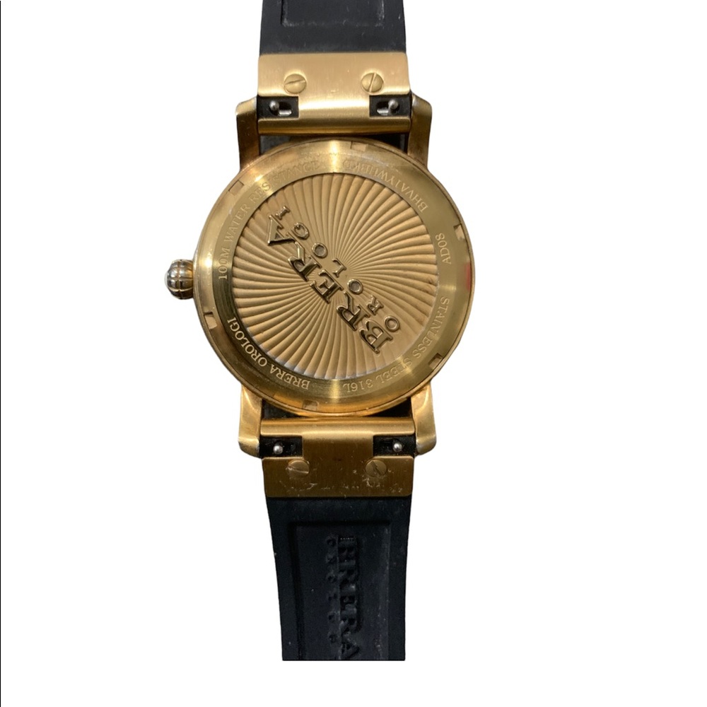Brera Orologi Gold Tone Watch with Diamonds and Rubber Strap 38mm - Picture 4 of 4
